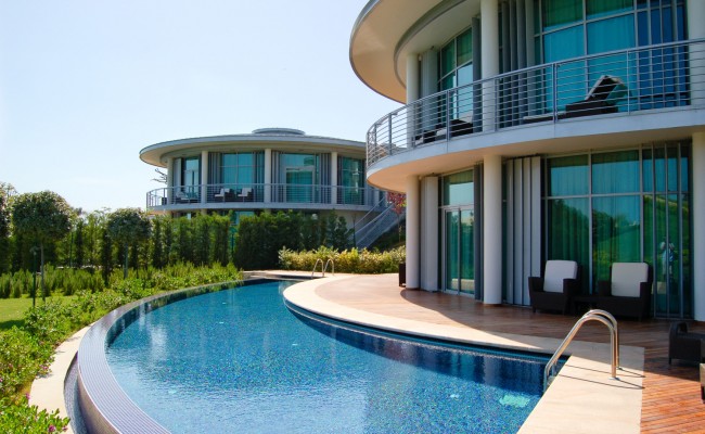 Modern villas at turkish mediterranean resort, Antalya, Turkey